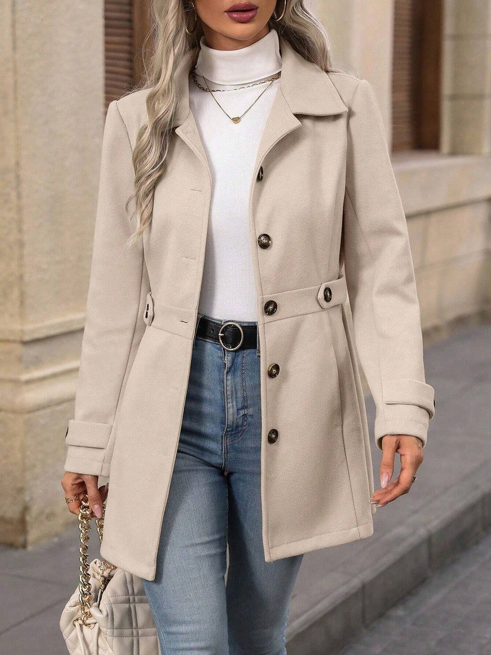 Women's Lightweight Cotton Trench Coat | Elegant Tailored Mid-Season Jacket 4