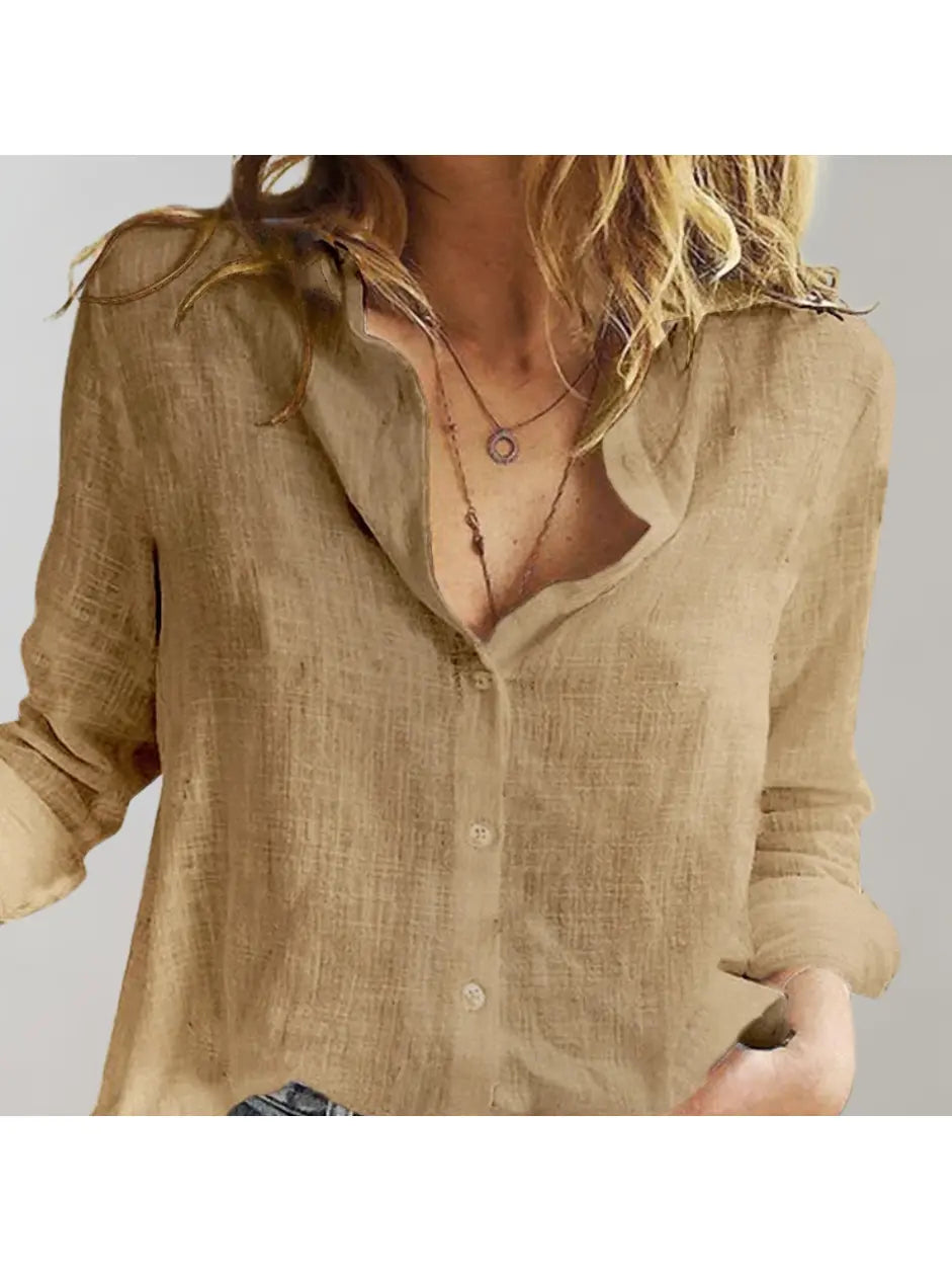 Women's Lightweight Linen Blouse | Elegant Relaxed Fit Summer Top 3