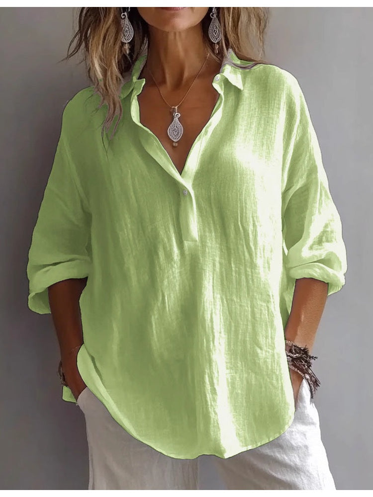Women's Lightweight Linen Shirt | Casual Summer Blouse with Loose Sleeves 0