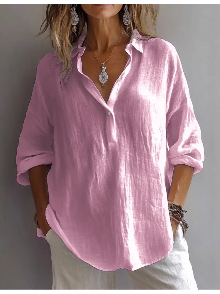 Women's Lightweight Linen Shirt | Casual Summer Blouse with Loose Sleeves 3