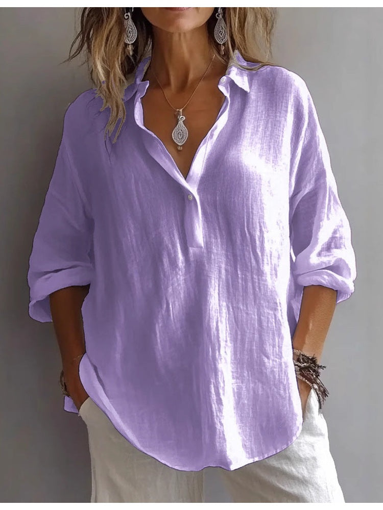 Women's Lightweight Linen Shirt | Casual Summer Blouse with Loose Sleeves 8
