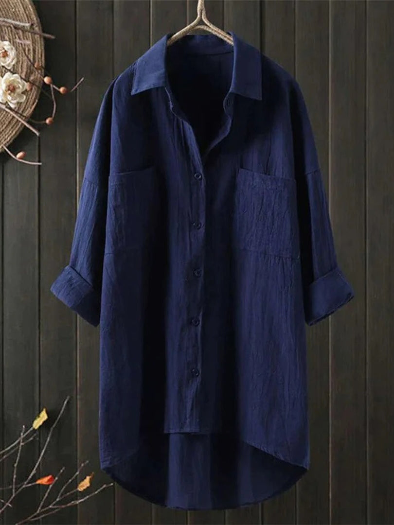 Women's Lightweight Linen Shirt | Relaxed Fit Long Sleeve Blouse for Summer 2