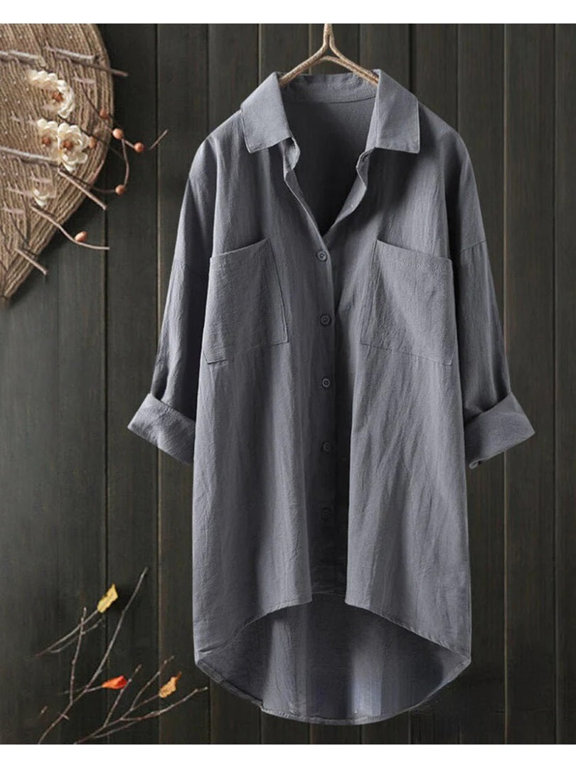 Women's Lightweight Linen Shirt | Relaxed Fit Long Sleeve Blouse for Summer 3