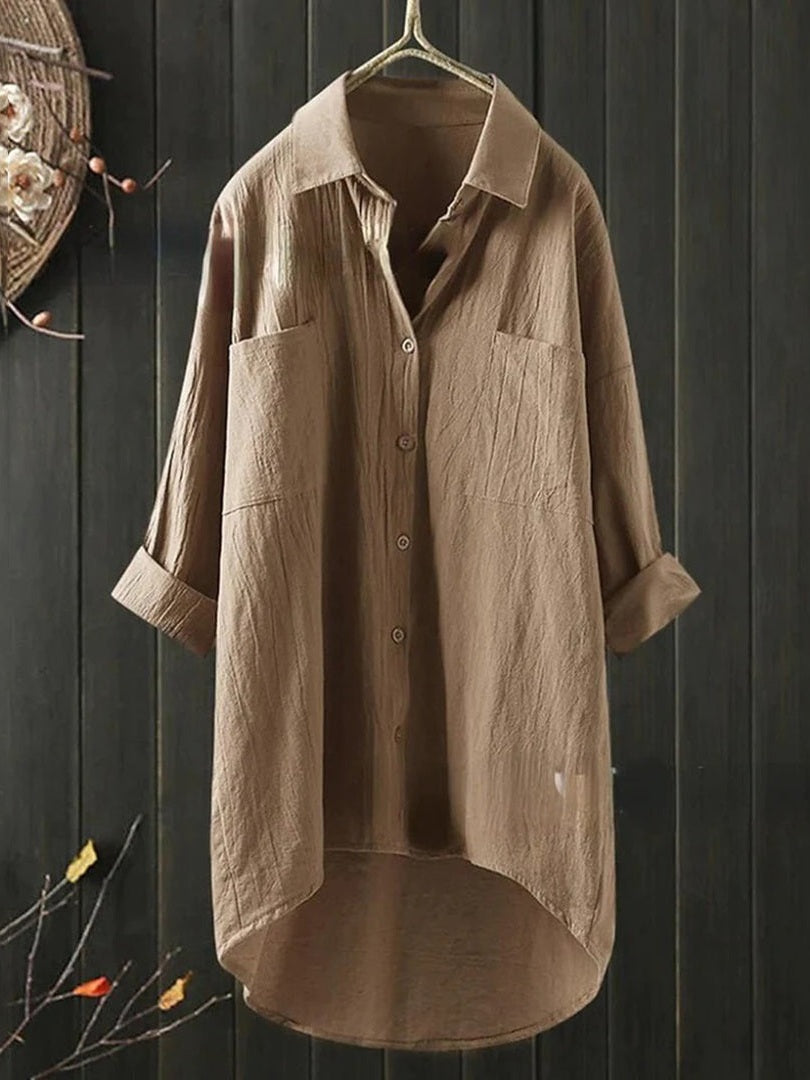 Women's Lightweight Linen Shirt | Relaxed Fit Long Sleeve Blouse for Summer 5