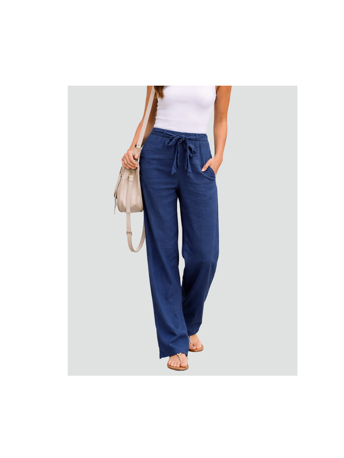 Women's Lightweight Linen Wide Leg Pants | Comfortable Summer Trousers 0