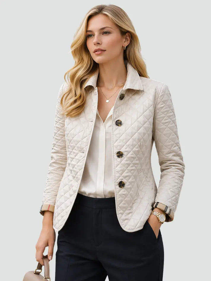 Women's Lightweight Quilted Mid-Season Coat | Elegant Button Closure Jacket with Collar 1
