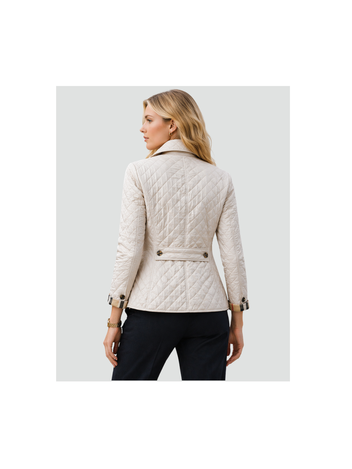 Women's Lightweight Quilted Mid-Season Coat | Elegant Button Closure Jacket with Collar 3