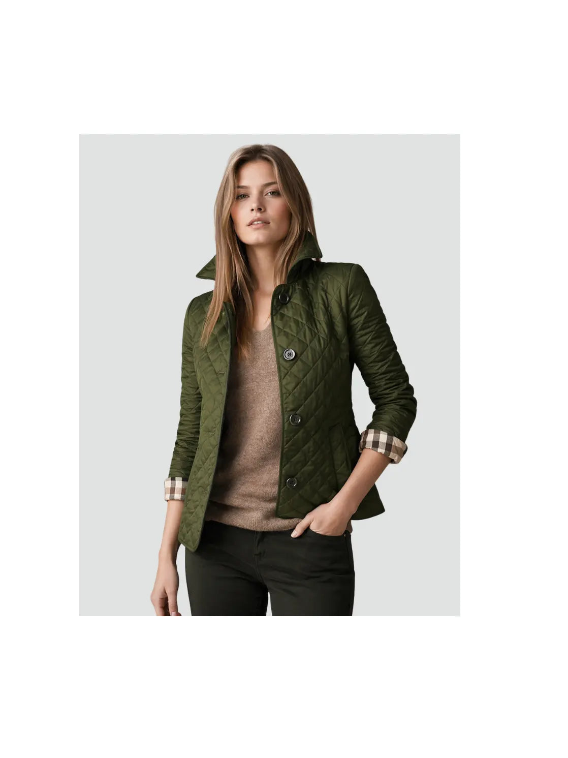 Women's Lightweight Quilted Mid-Season Coat | Elegant Button Closure Jacket with Collar 8
