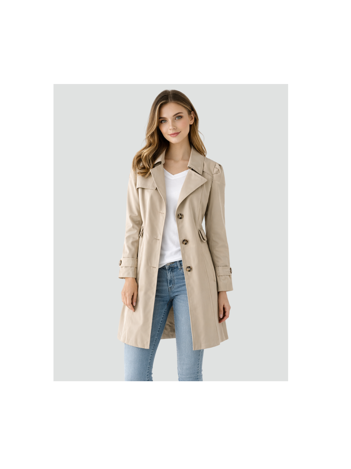 Women's Lightweight Trench Coat | Elegant Tailored Fit Notched Collar Jacket 1