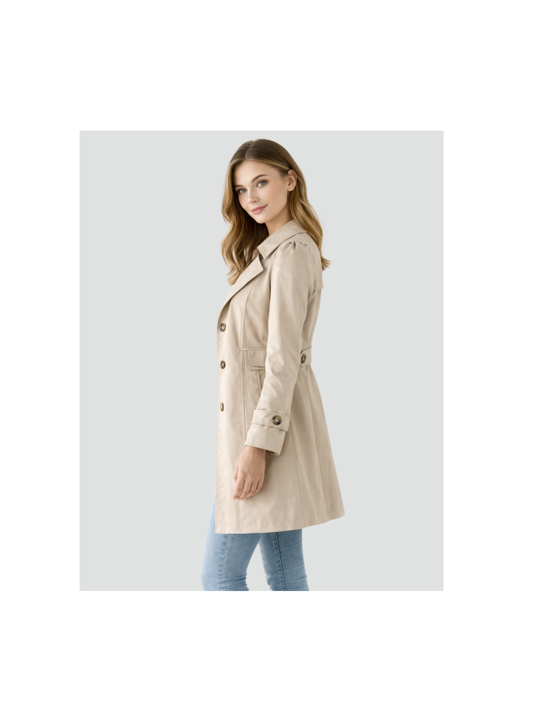 Women's Lightweight Trench Coat | Elegant Tailored Fit Notched Collar Jacket 3