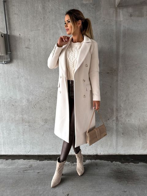 Women's Polyester Double-Breasted Jacket | Stylish Warm Winter Coat 6