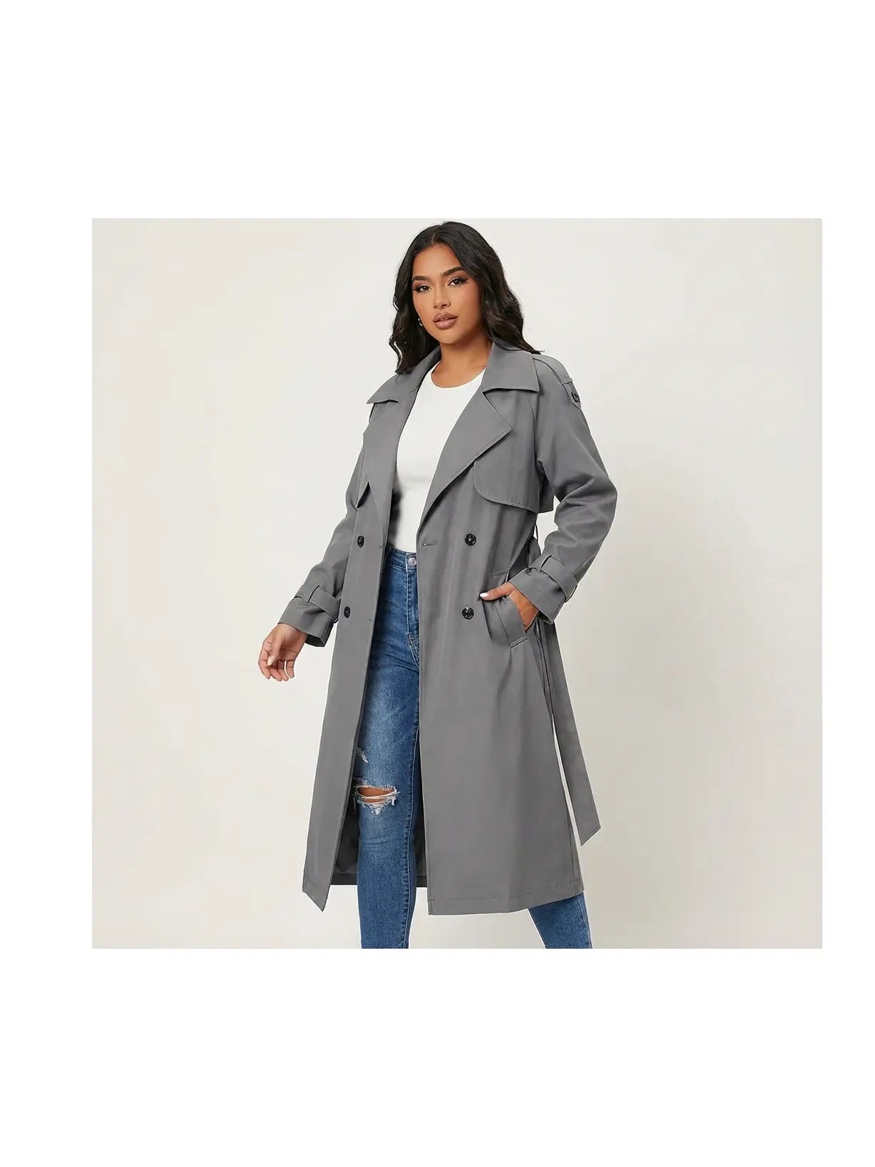 Women's Structured Fabric Trench Coat | Elegant Long Fit Classic Outerwear 2